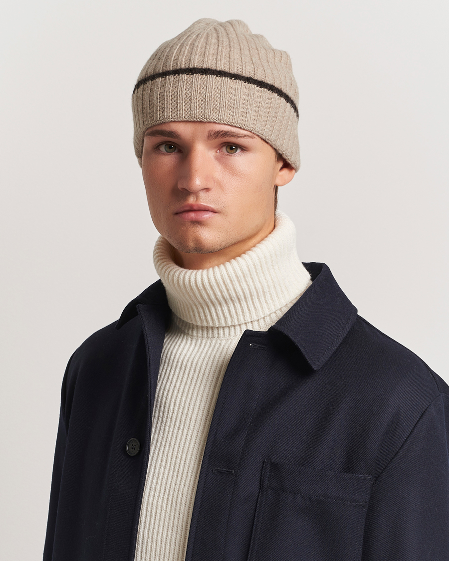 Herr |  | Amanda Christensen | Rib Knitted Cashmere Paspoal Cap Grey Melange