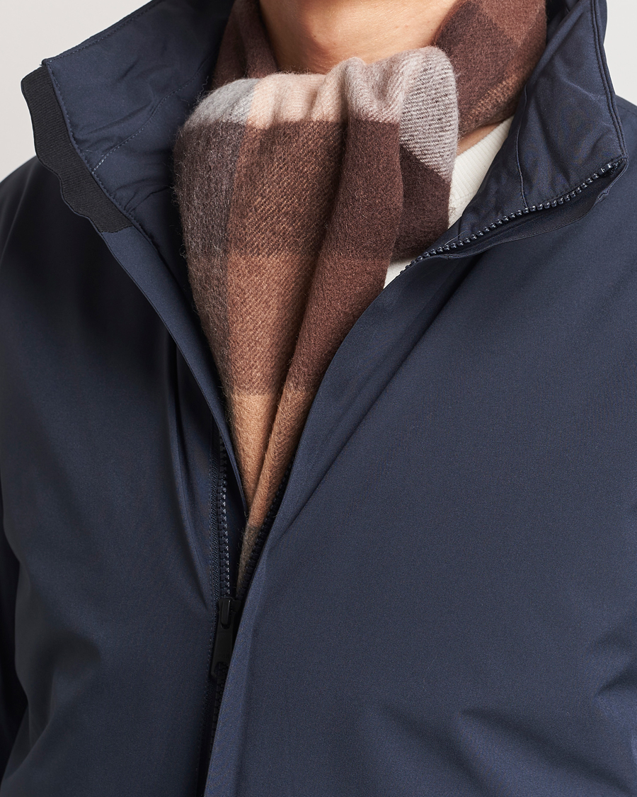 Herr | | Amanda Christensen | Merino Wool Block Check Scarf Brown Multi