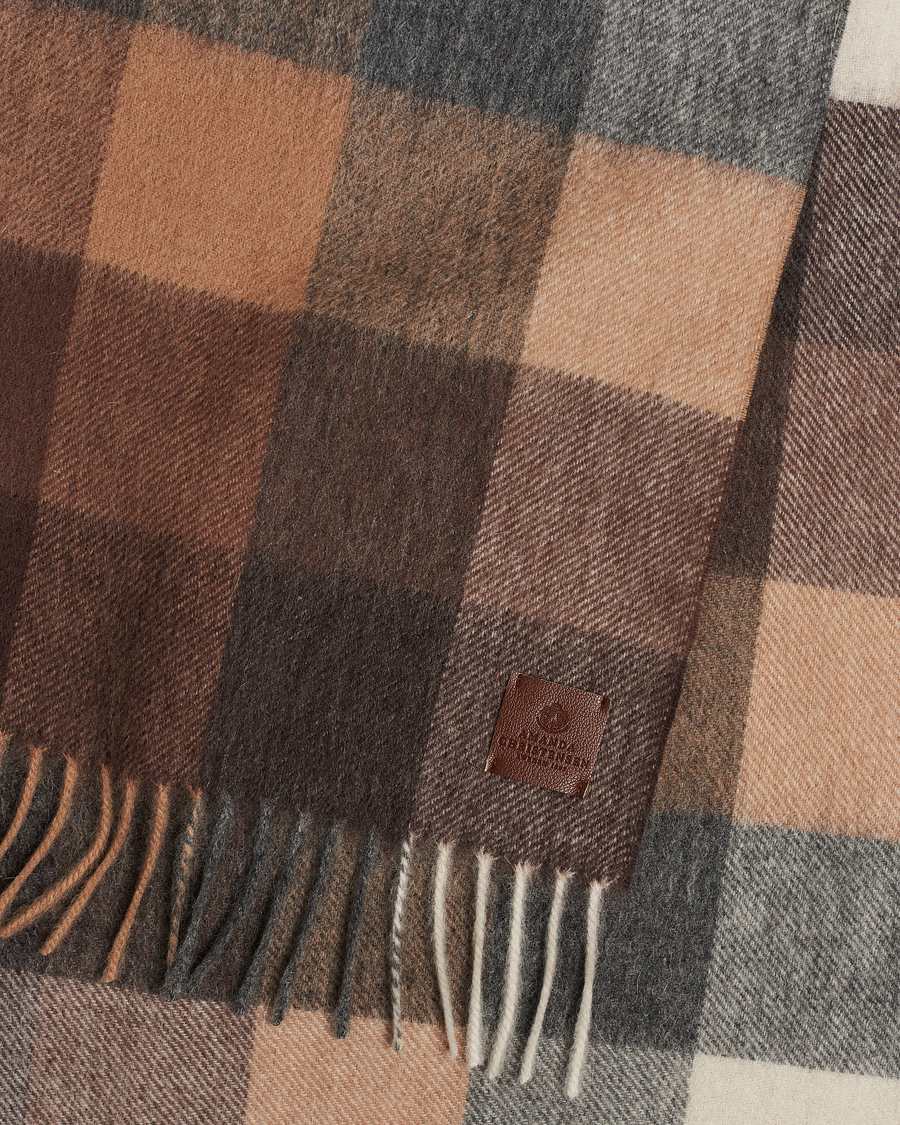 Herr | Amanda Christensen Merino Wool Block Check Scarf Brown Multi | Amanda Christensen | Merino Wool Block Check Scarf Brown Multi