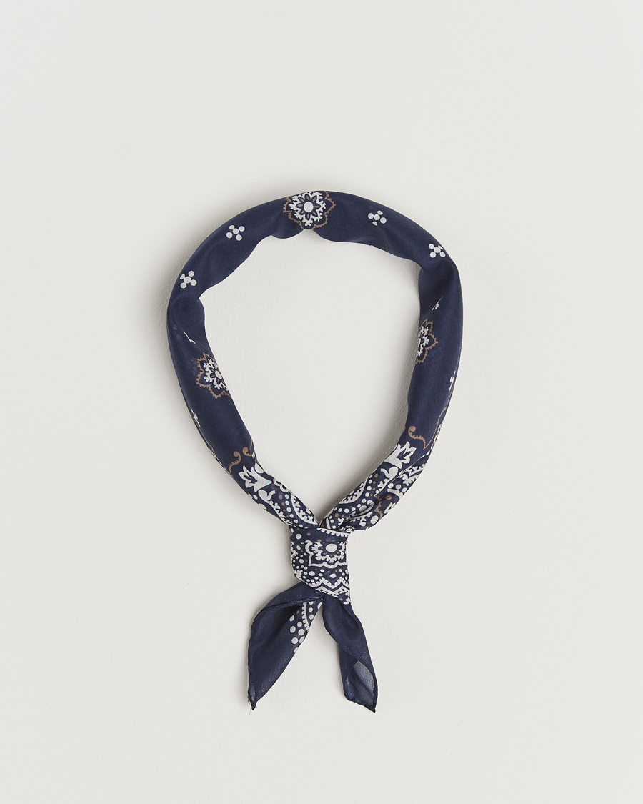 Herr | Amanda Christensen Cotton Voilé Printed Flower Bandana Navy | Amanda Christensen | Cotton Voilé Printed Flower Bandana Navy