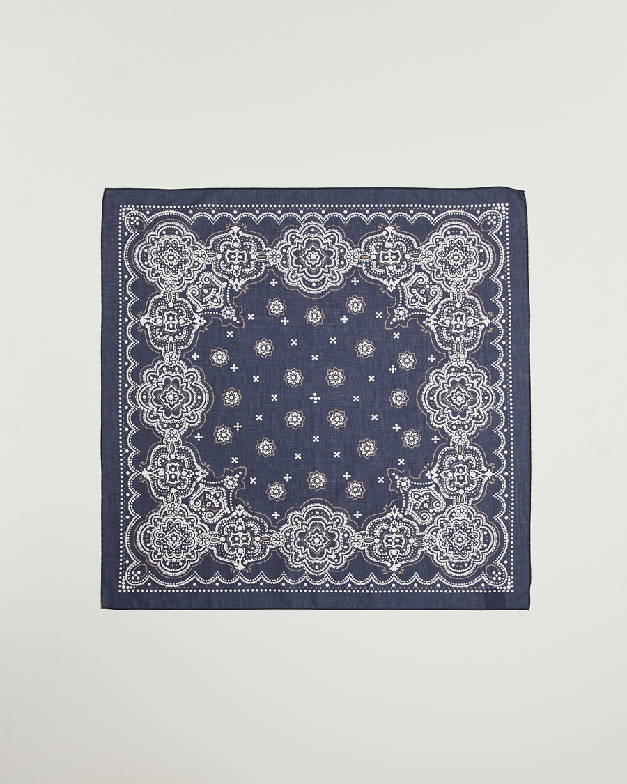 Herr | Amanda Christensen Cotton Voilé Printed Flower Bandana Navy | Amanda Christensen | Cotton Voilé Printed Flower Bandana Navy