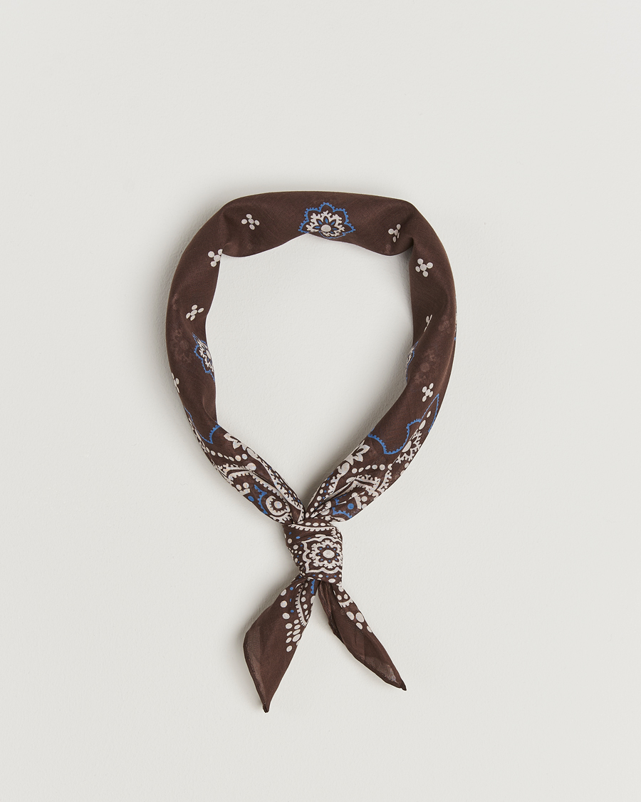Herr | Amanda Christensen Cotton Voilé Printed Flower Bandana Brown | Amanda Christensen | Cotton Voilé Printed Flower Bandana Brown