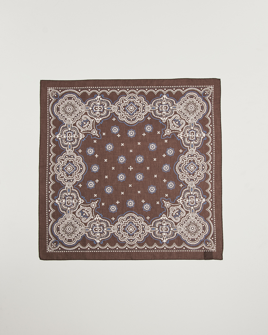 Herr | Amanda Christensen Cotton Voilé Printed Flower Bandana Brown | Amanda Christensen | Cotton Voilé Printed Flower Bandana Brown