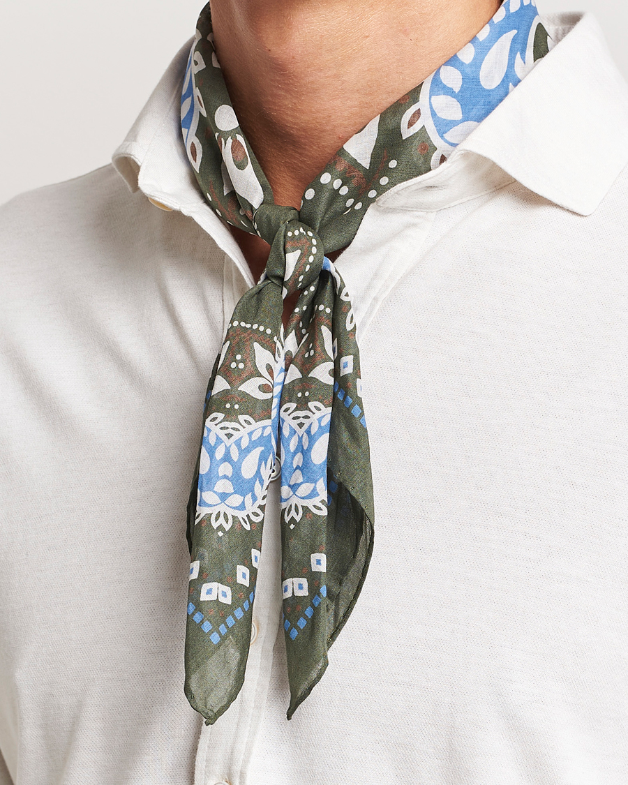 Herr |  | Amanda Christensen | Cotton Voilé Printed Flower Bandana Olive