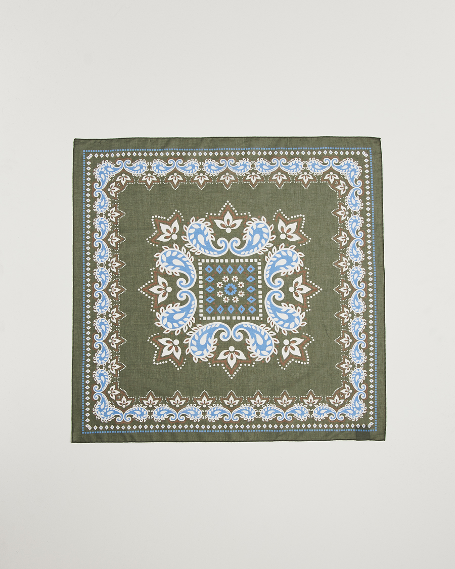 Herr | Amanda Christensen Cotton Voilé Printed Flower Bandana Olive | Amanda Christensen | Cotton Voilé Printed Flower Bandana Olive