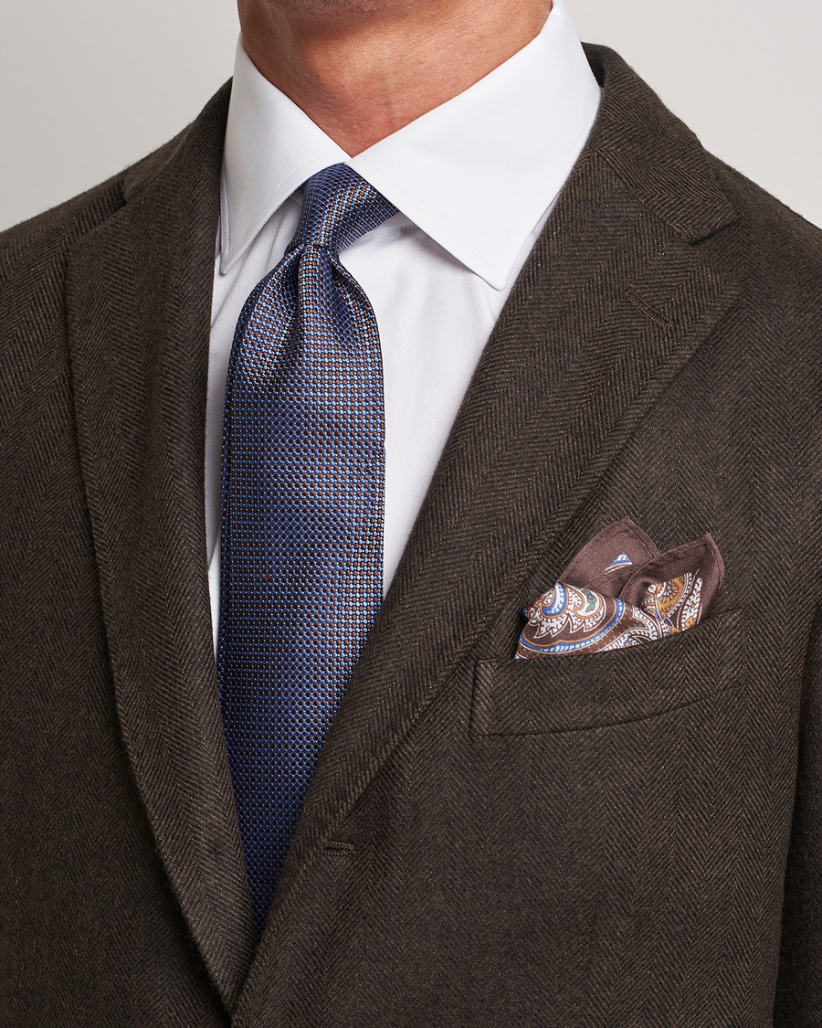 Herr | | Amanda Christensen | Box Set Silk 8 cm Paisley Tie And Pocket Square Brown