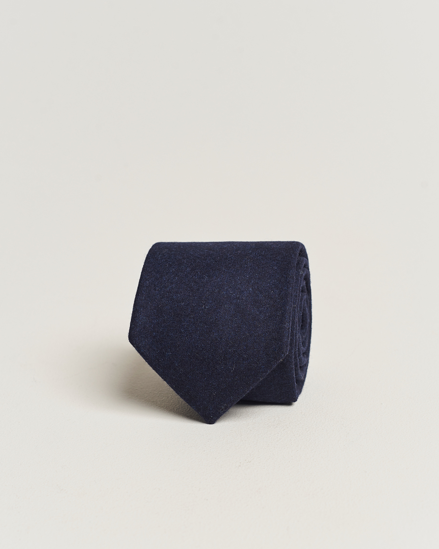Herr | Amanda Christensen Wool Flannel 8cm Tie Navy | Amanda Christensen | Wool Flannel 8cm Tie Navy