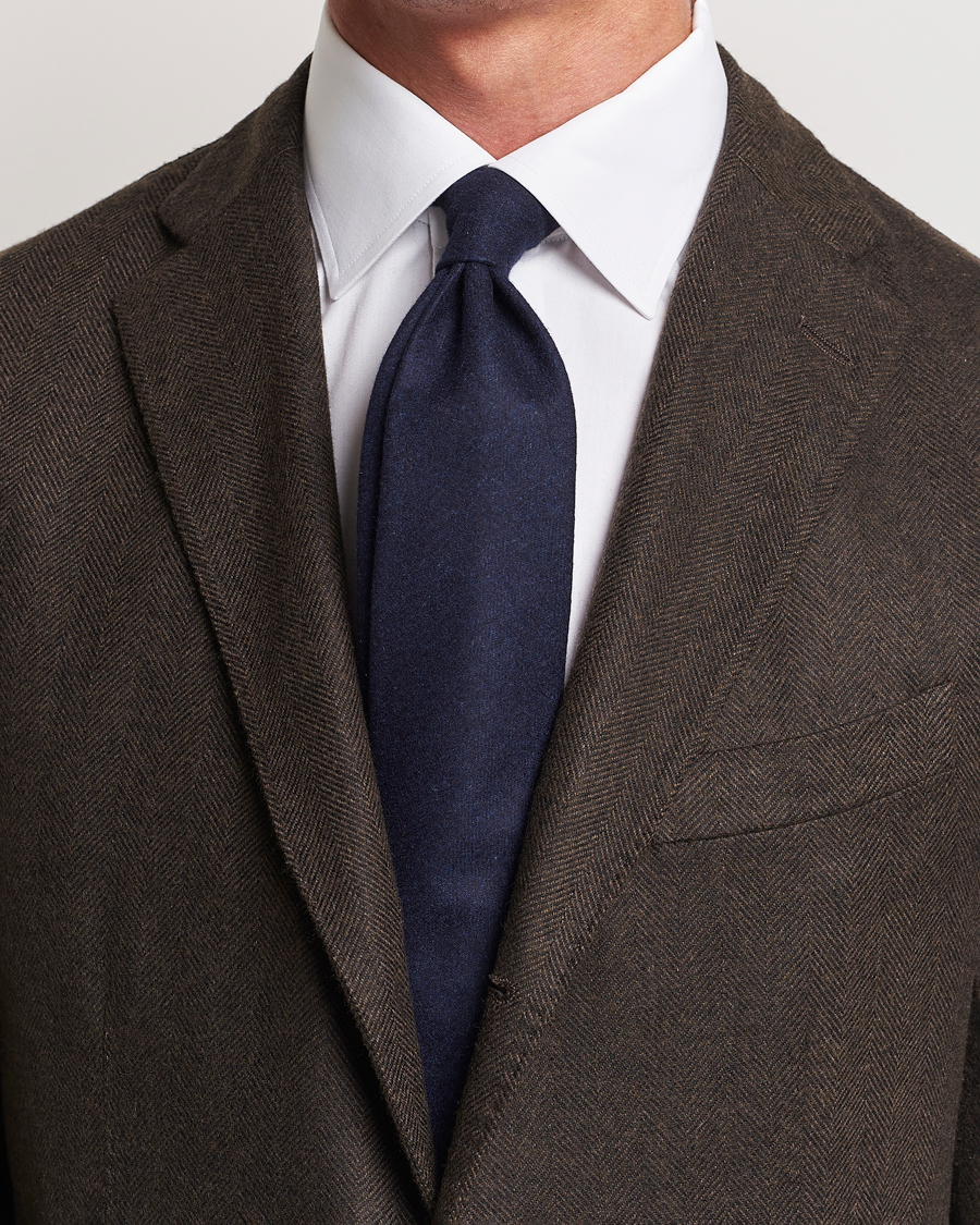 Herr | Amanda Christensen | Amanda Christensen | Wool Flannel 8cm Tie Navy