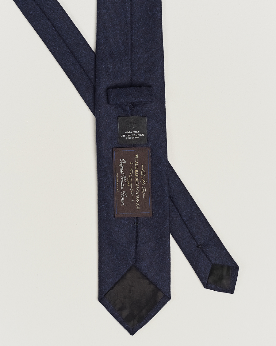 Herr | Amanda Christensen Wool Flannel 8cm Tie Navy | Amanda Christensen | Wool Flannel 8cm Tie Navy