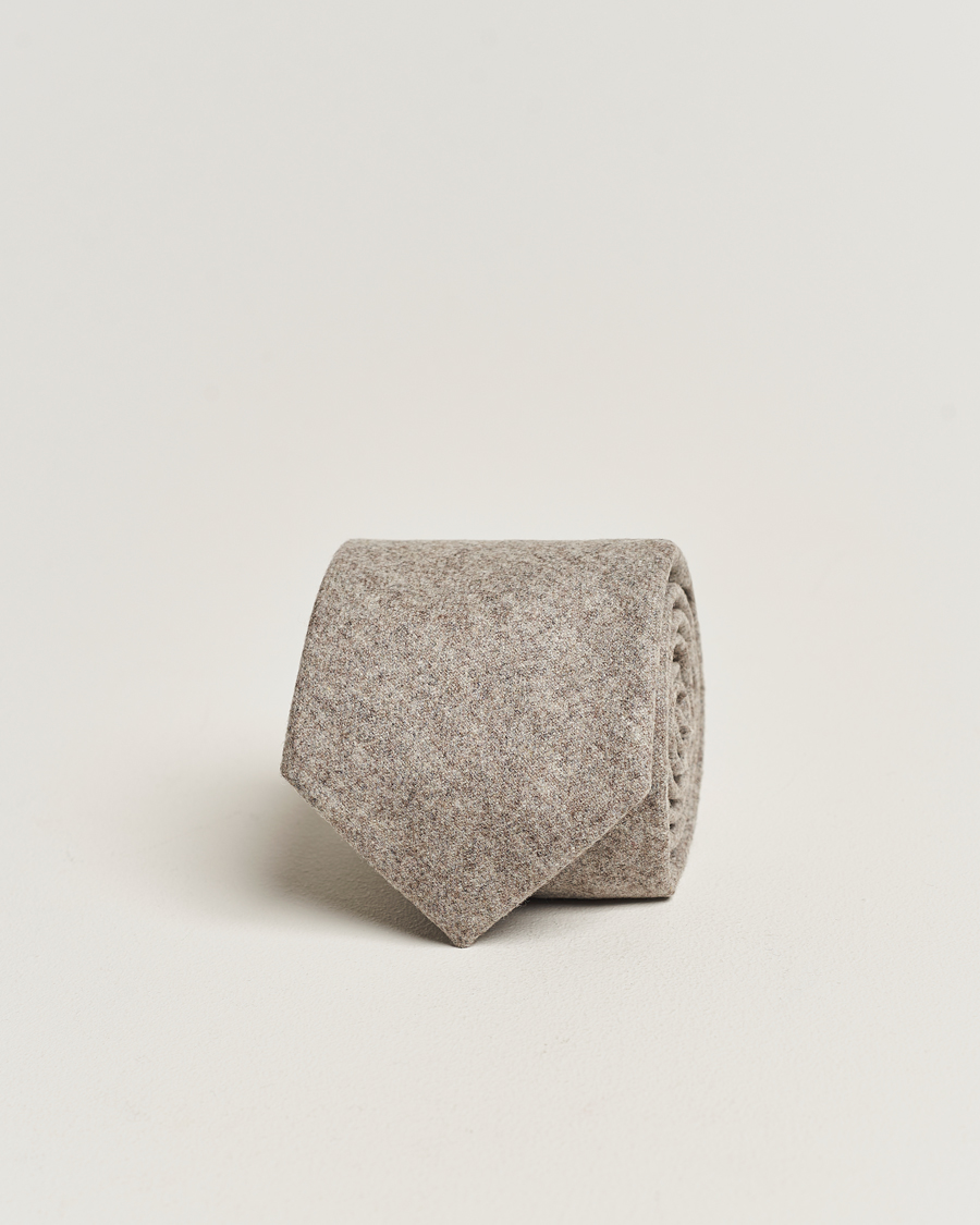 Herr | Amanda Christensen Wool Flannel 8cm Tie Beige Melange | Amanda Christensen | Wool Flannel 8cm Tie Beige Melange
