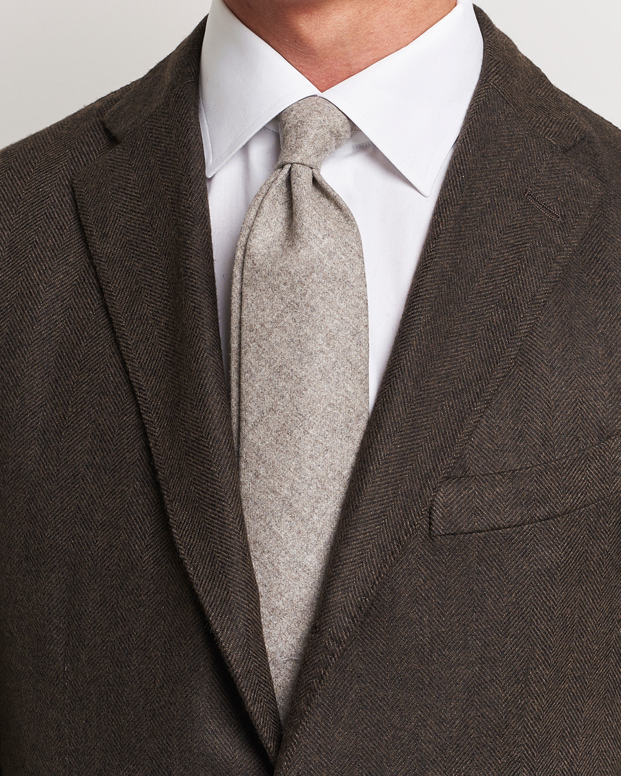 Herr |  | Amanda Christensen | Wool Flannel 8cm Tie Beige Melange