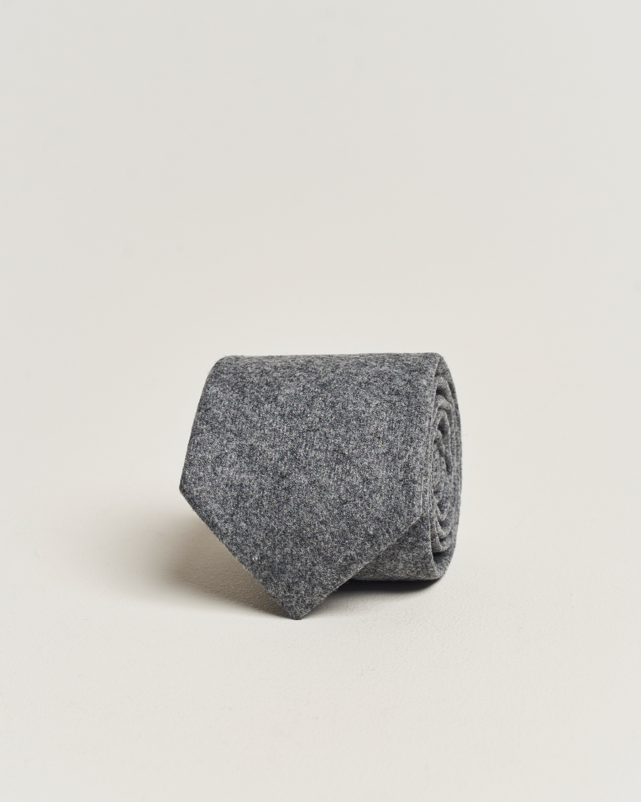 Herr | Amanda Christensen Wool Flannel 8cm Tie Grey Melange | Amanda Christensen | Wool Flannel 8cm Tie Grey Melange