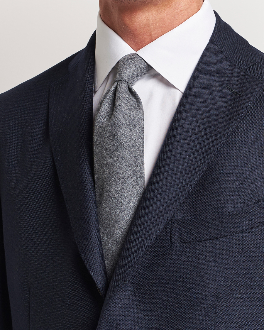 Herr | Amanda Christensen Wool Flannel 8cm Tie Grey Melange | Amanda Christensen | Wool Flannel 8cm Tie Grey Melange