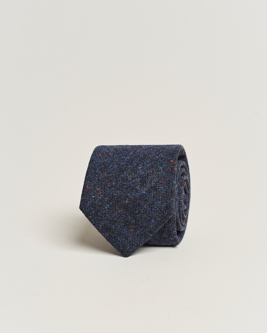 Herr | Amanda Christensen Wool Donegal 8cm Tie Navy | Amanda Christensen | Wool Donegal 8cm Tie Navy