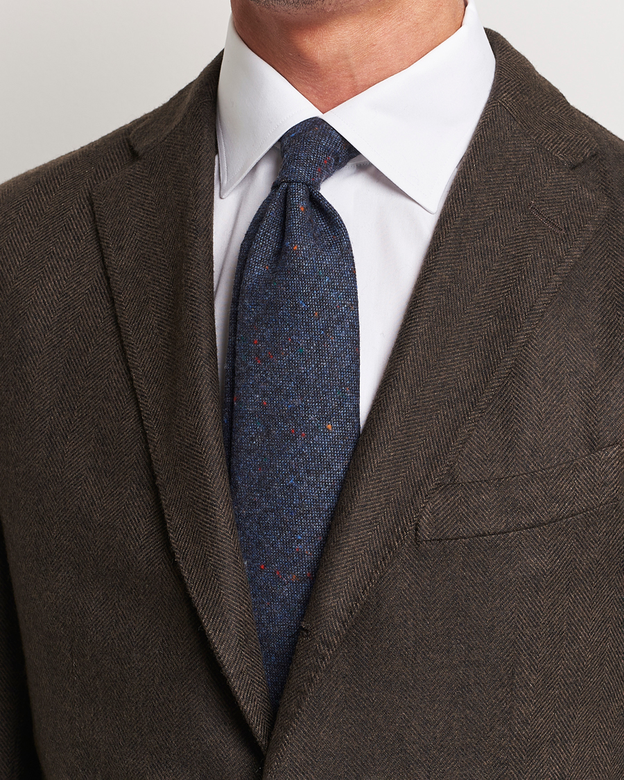Herr | Amanda Christensen Wool Donegal 8cm Tie Navy | Amanda Christensen | Wool Donegal 8cm Tie Navy