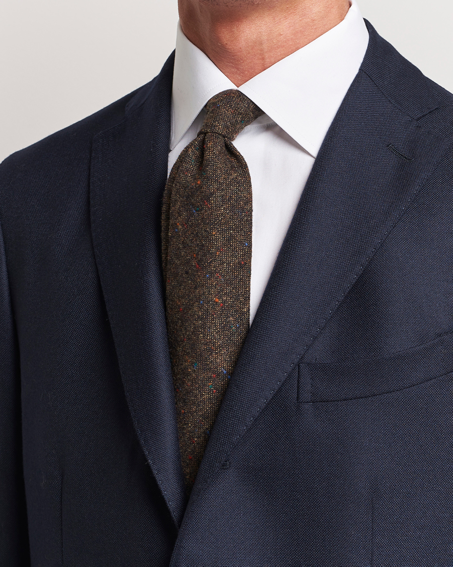 Herr | Amanda Christensen Wool Donegal 8cm Tie Brown | Amanda Christensen | Wool Donegal 8cm Tie Brown