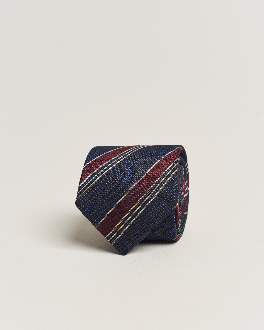 Herr | Amanda Christensen Cotton/Wool/Silk 8cm Regimental Stripe Tie Navy/Red | Amanda Christensen | Cotton/Wool/Silk 8cm Regimental Stripe Tie Navy/Red
