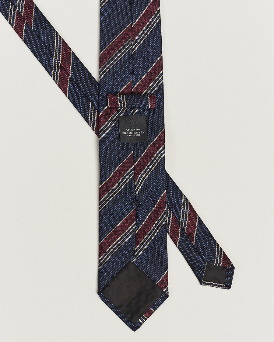 Herr | Amanda Christensen Cotton/Wool/Silk 8cm Regimental Stripe Tie Navy/Red | Amanda Christensen | Cotton/Wool/Silk 8cm Regimental Stripe Tie Navy/Red
