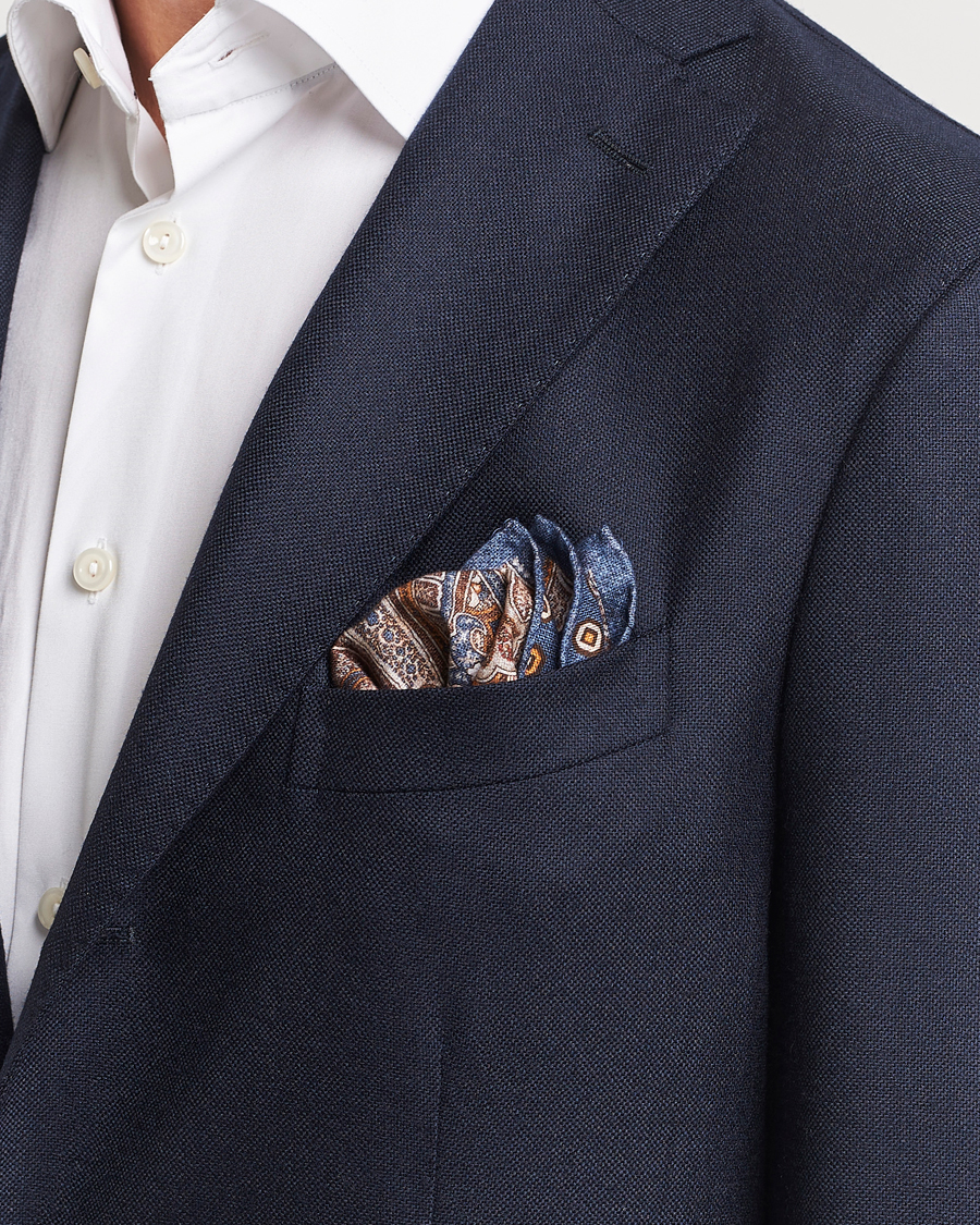 Herr | Amanda Christensen Cotton Flannel Doublefaced Pocket Square Navy | Amanda Christensen | Cotton Flannel Doublefaced Pocket Square Navy