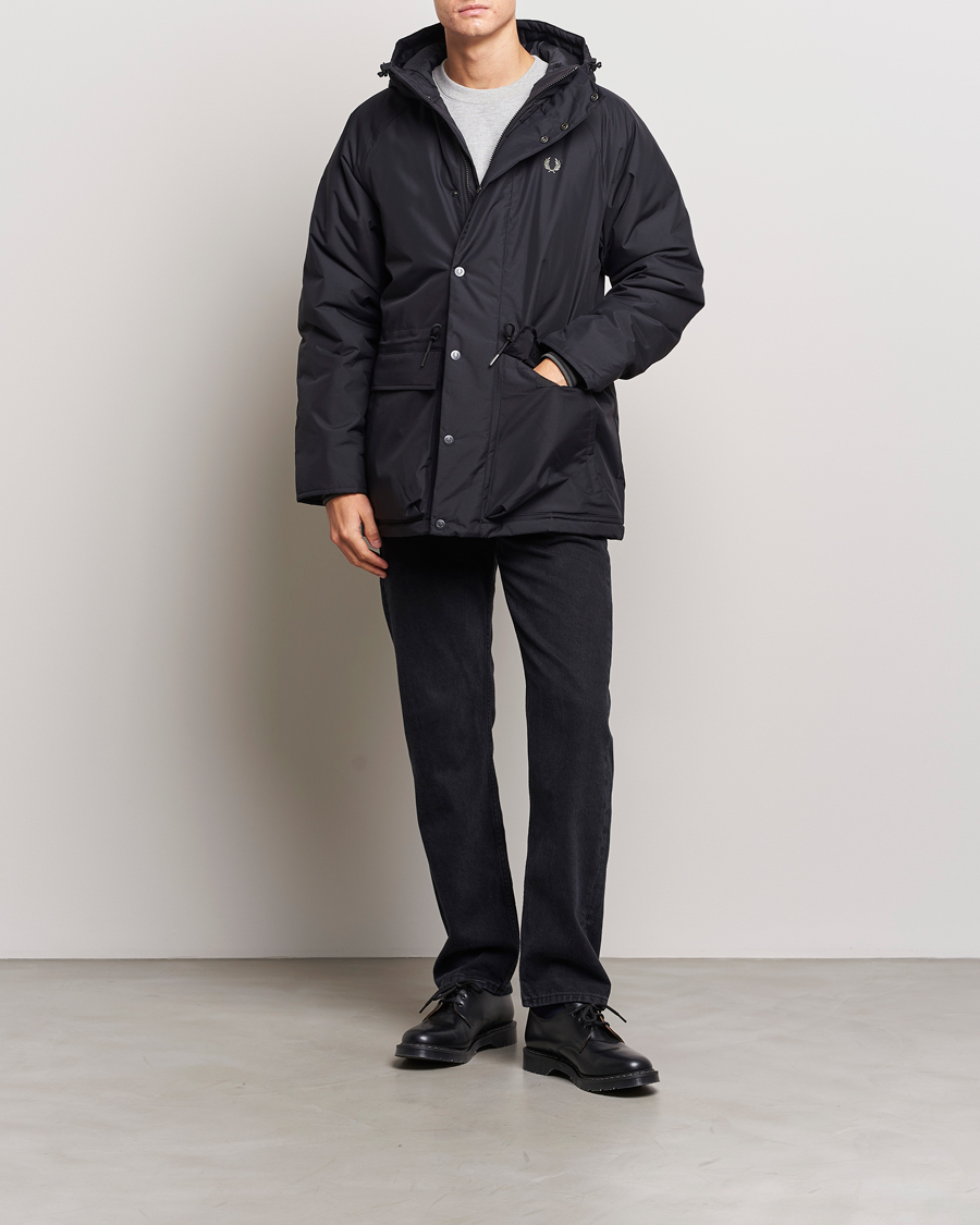 Herr | Jackor | Fred Perry | Padded Zip Through Parka Black