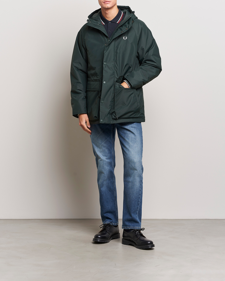 Herr | Jackor | Fred Perry | Padded Zip Through Parka Night Green