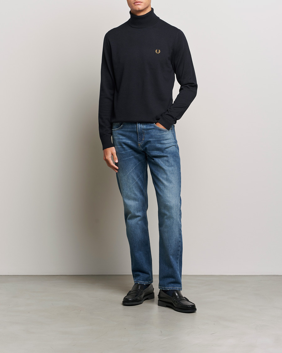 Herr | Tröjor | Fred Perry | Knitted Rollneck Jumper Navy