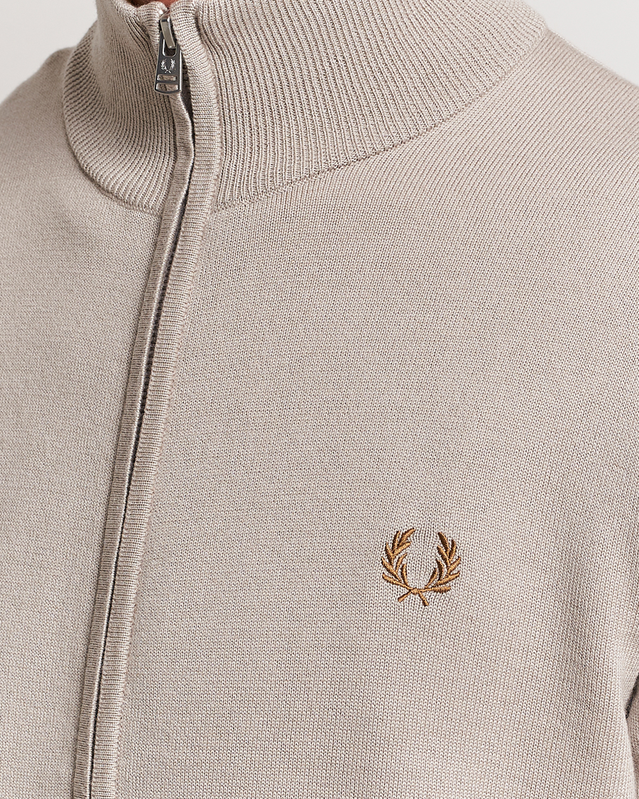 Herr | Tröjor | Fred Perry | Knitted Zip Through Jacket Dark Oatmeal