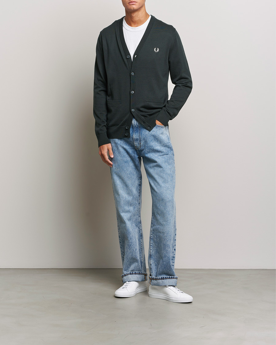 Herr | Tröjor | Fred Perry | Knitted Cardigan Night Green