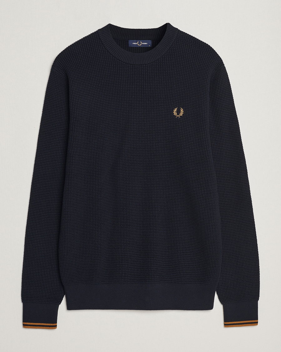 Herr | Tröjor | Fred Perry | Waffle Stitch Jumper Navy