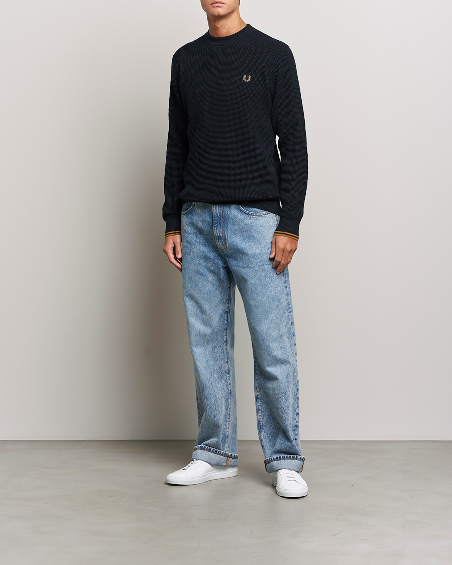 Herr | Tröjor | Fred Perry | Waffle Stitch Jumper Navy