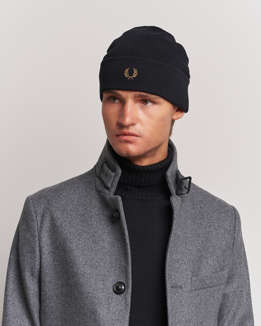 Herr | Fred Perry Merino Wool Beanie Black | Fred Perry | Merino Wool Beanie Black