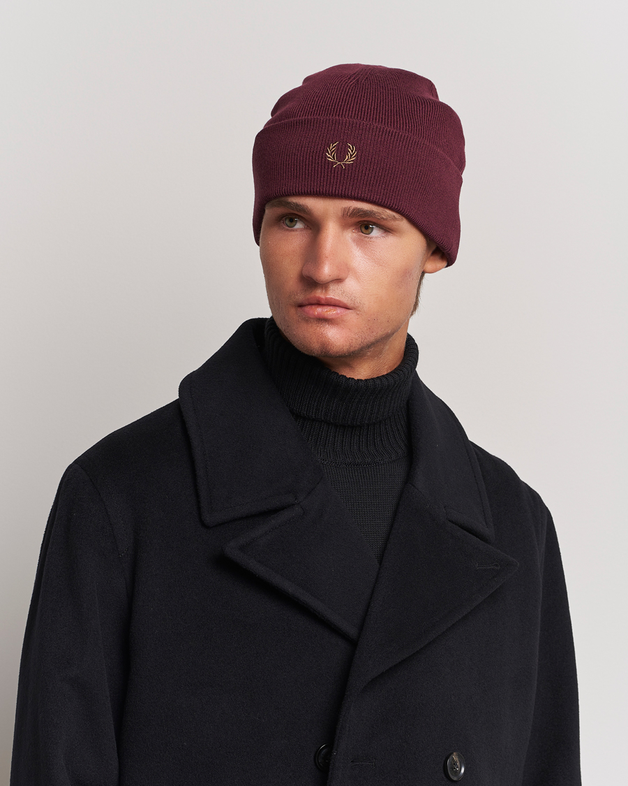 Herr |  | Fred Perry | Merino Wool Beanie Oxblood