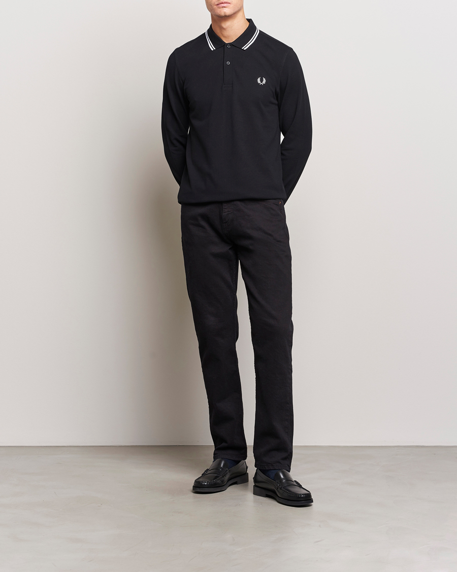 Herr | Pikéer | Fred Perry | Long Sleeve Twin Tipped Shirt Black