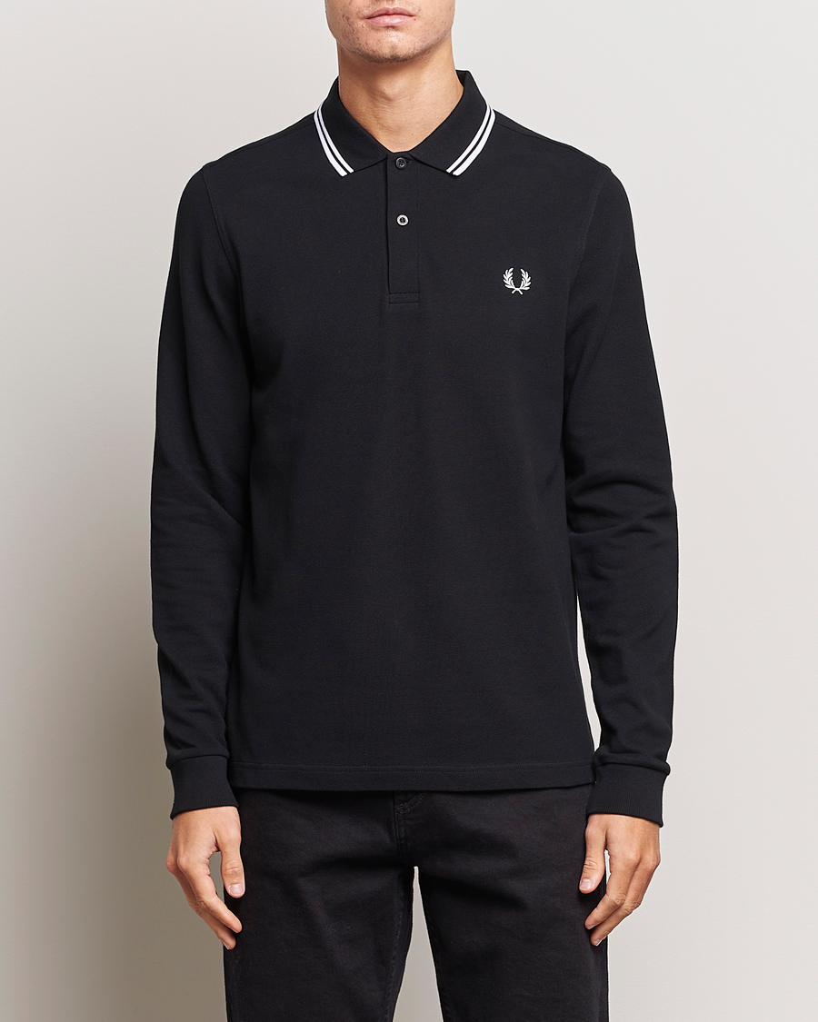 Herr | Kortärmade pikéer | Fred Perry | Long Sleeve Twin Tipped Shirt Black