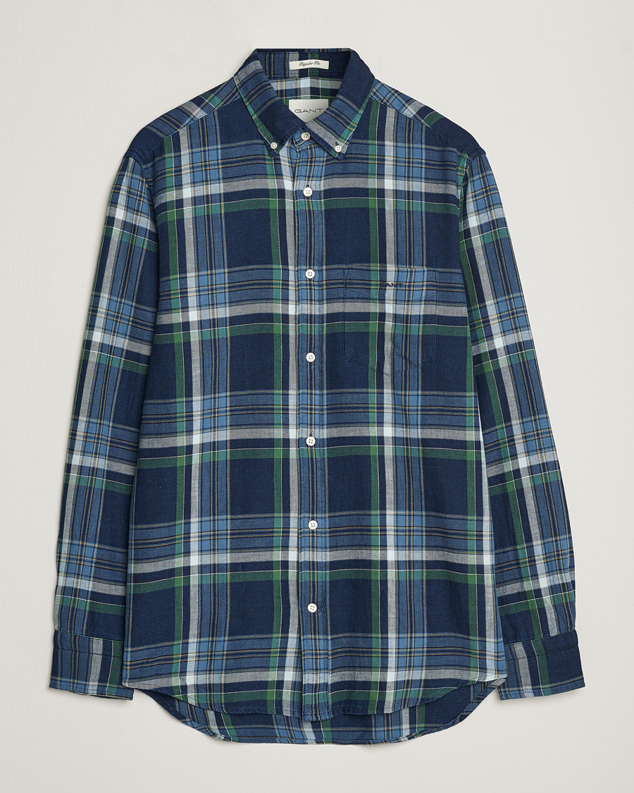 Herr | Skjortor | GANT | Regular Fit Twill Checked Shirt Dark Indigo
