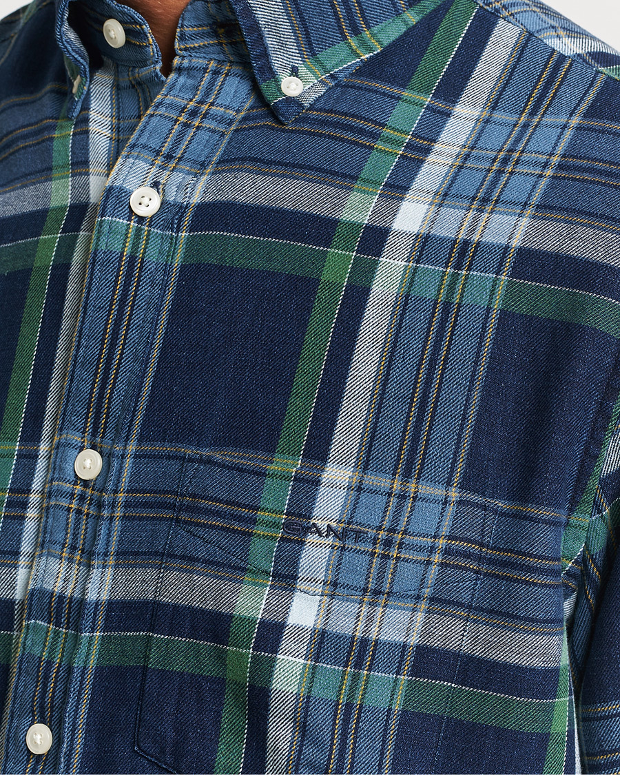 Herr | Skjortor | GANT | Regular Fit Twill Checked Shirt Dark Indigo