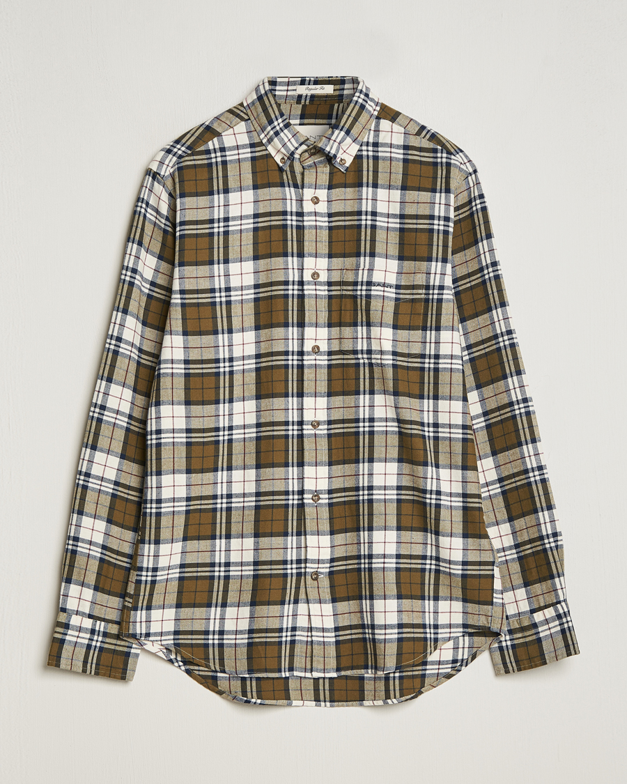 Herr | Skjortor | GANT | Regular Fit Flannel Checked Shirt Dark Cactus