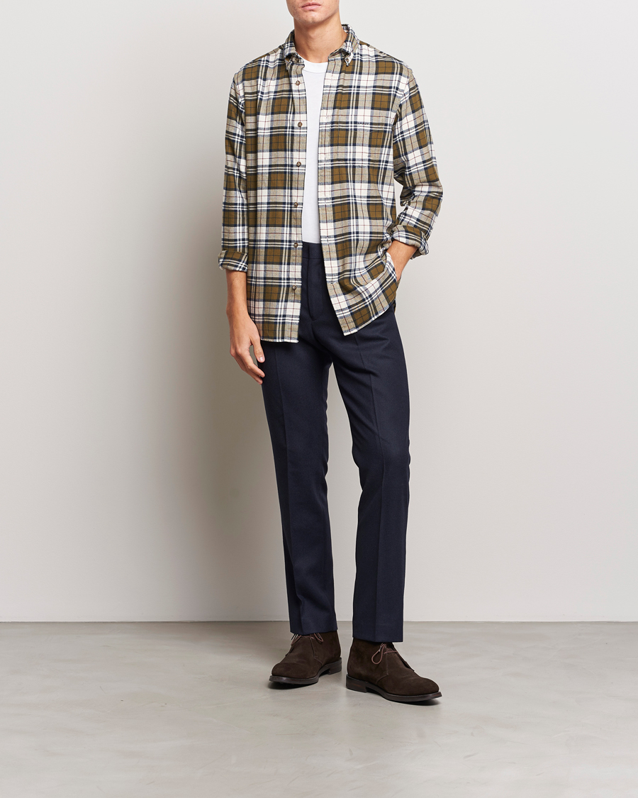 Herr | Skjortor | GANT | Regular Fit Flannel Checked Shirt Dark Cactus