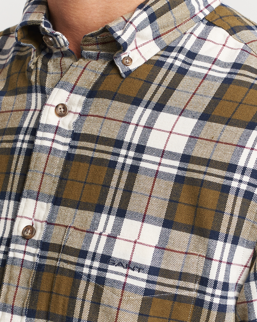 Herr | Skjortor | GANT | Regular Fit Flannel Checked Shirt Dark Cactus