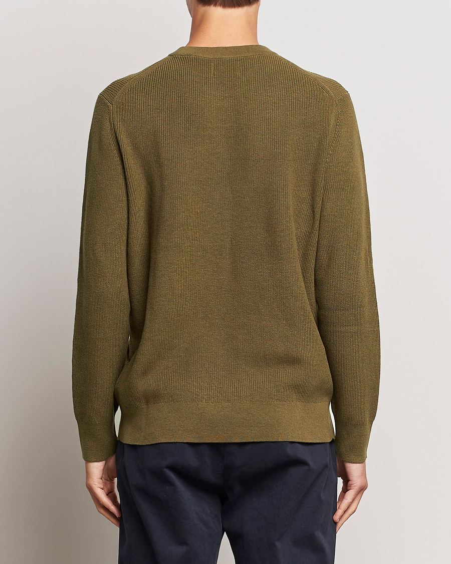 Herr | Tröjor | GANT | Cotton/Wool Rib Knitted Crew Neck Dark Cactus