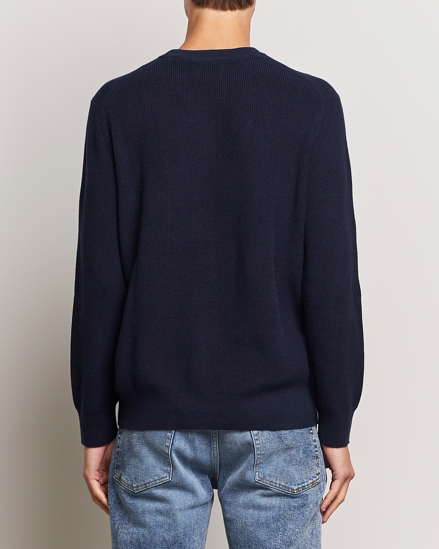 Herr | Tröjor | GANT | Cotton/Wool Rib Knitted Crew Neck Evening Blue