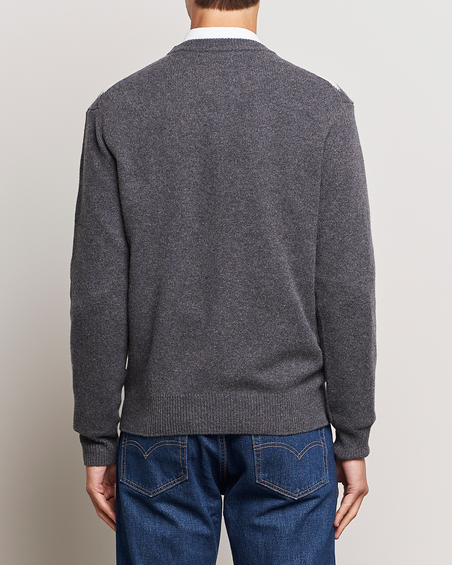 Herr | Tröjor | GANT | Lambswool Argyle Crew Neck Sweater Charcoal Melange