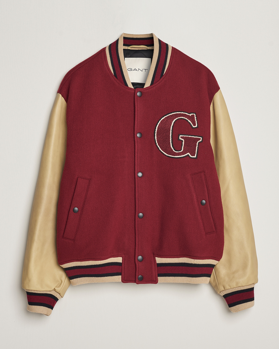 Herr | Jackor | GANT | Padded Varsity Jacket Red/Beige