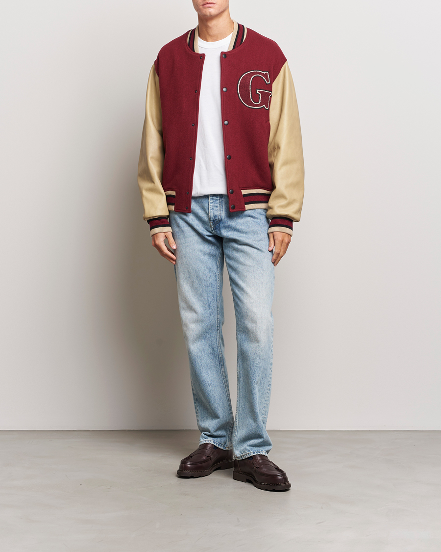 Herr | Jackor | GANT | Padded Varsity Jacket Red/Beige