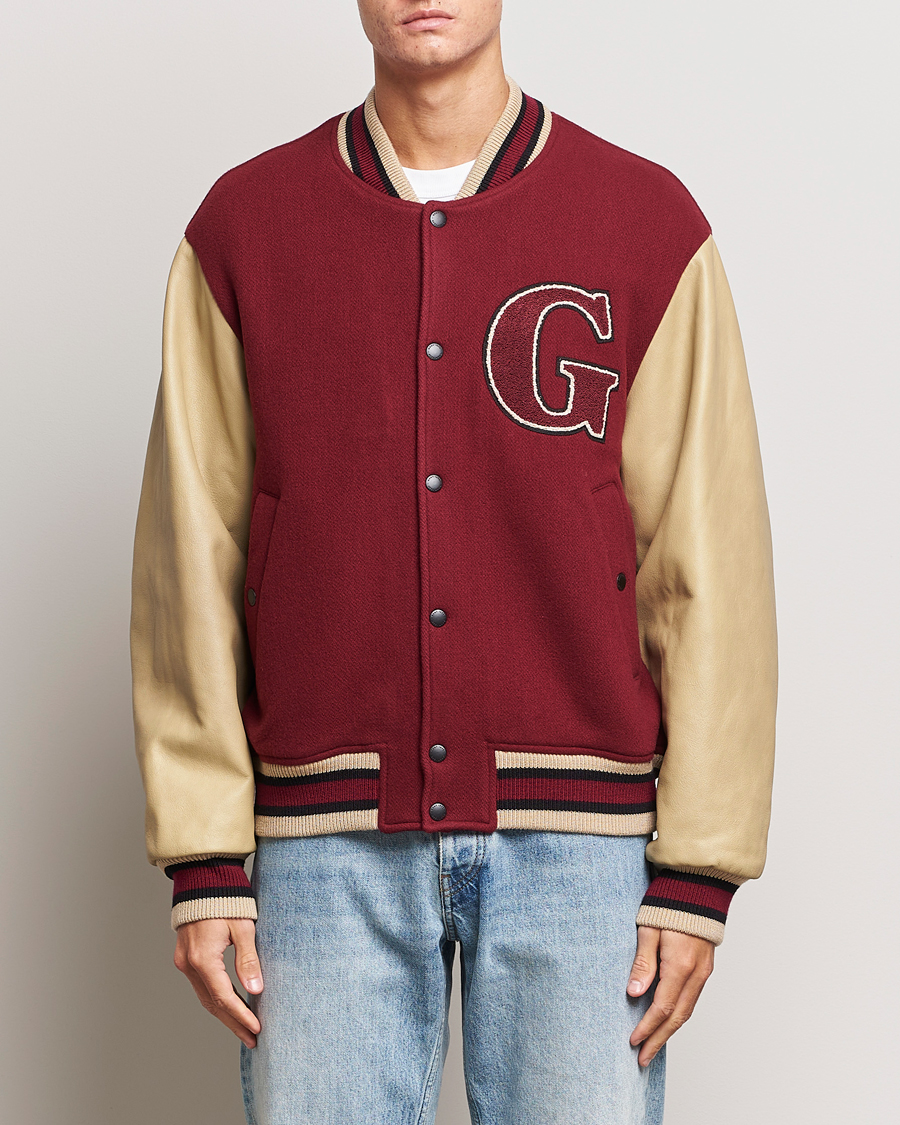 Herr | Jackor | GANT | Padded Varsity Jacket Red/Beige