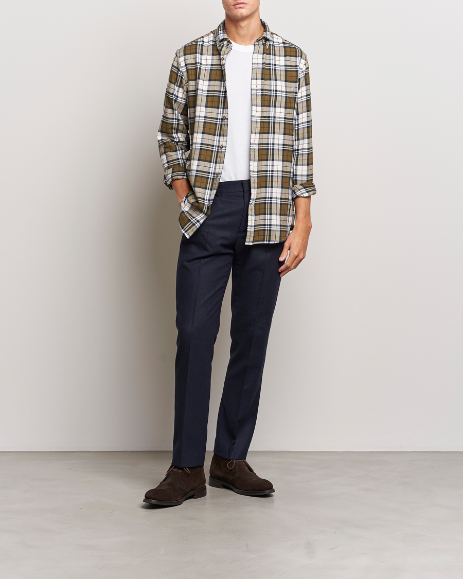 Herr | Byxor | Gant | Slim Flannel Pants Evening Blue