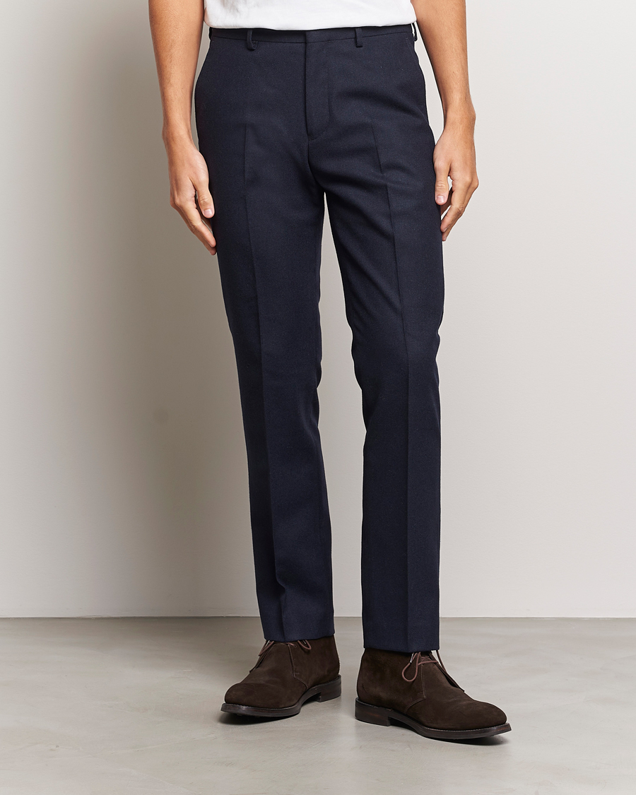 Herr | Byxor | Gant | Slim Flannel Pants Evening Blue