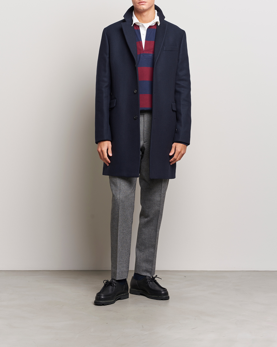 Herr | Byxor | Gant | Tapered Herringbone Wool Pants Black