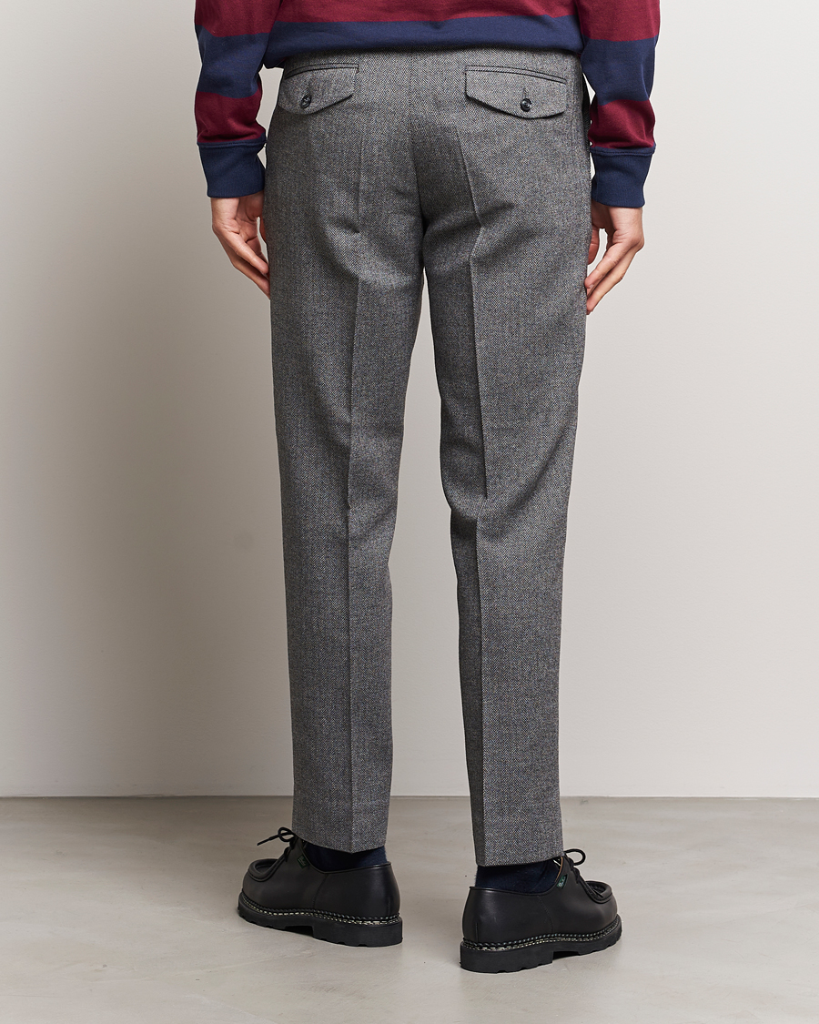 Herr | Byxor | Gant | Tapered Herringbone Wool Pants Black