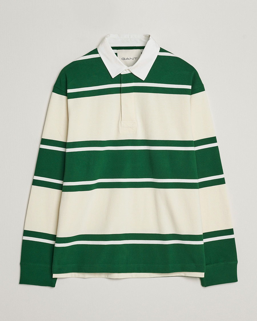 Herr | Tröjor | GANT | Striped Heavy Rugger Strong Green